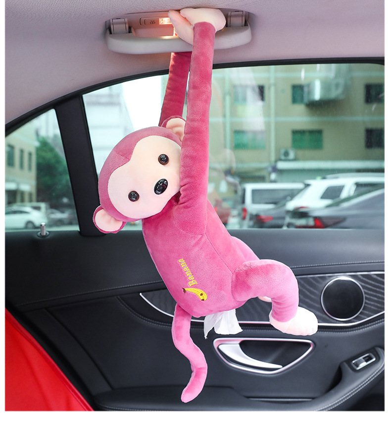 New High Quality Universal Car Armrest Box Monkey Tissue Box Creative Cartoon Cute Tissue Holder Car