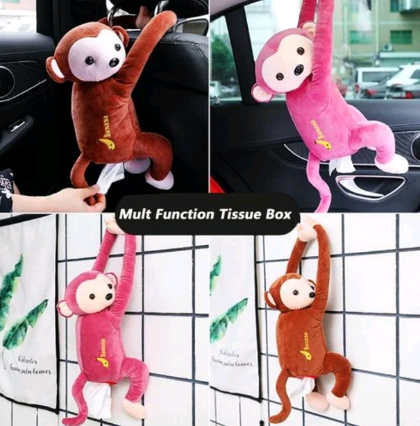 New High Quality Universal Car Armrest Box Monkey Tissue Box Creative Cartoon Cute Tissue Holder Car
