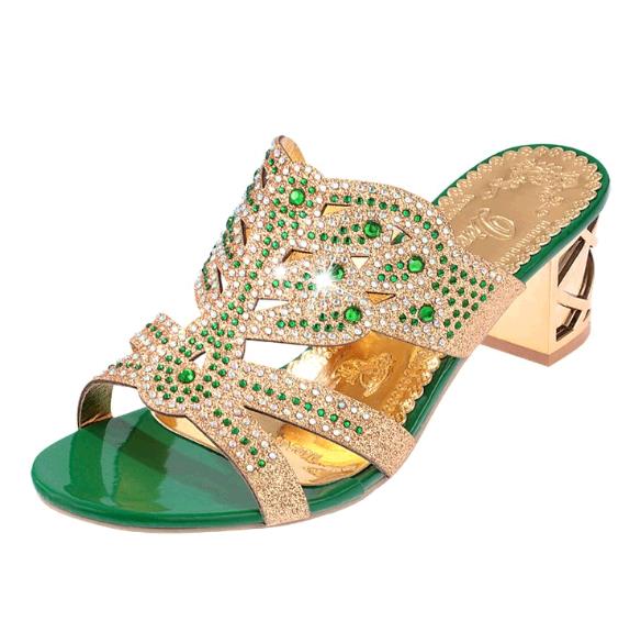 New Summer Women Shoes High Heel Sandals Casual Sandals Leather Rhinestones Peep Toe