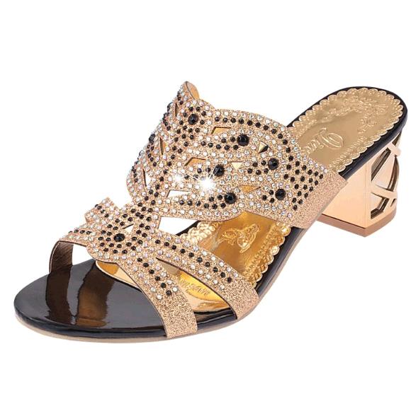 New Summer Women Shoes High Heel Sandals Casual Sandals Leather Rhinestones Peep Toe