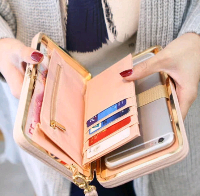 Girl Women Lady PU Leather Clutch Wallet Long Card Holder Purse Box Handbag Bag