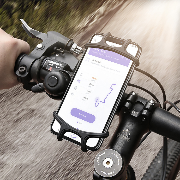 Phone Handlebar Bracket Stand Bike Bicycle Motorcycle Mobile Phone Silicone Holder Mount Buckle Pull