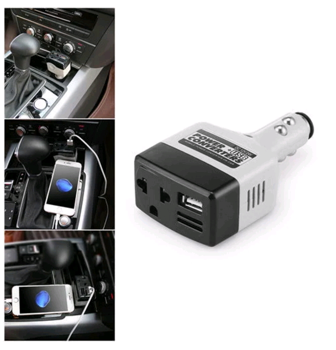 Car Mobile Converter Inverter Adapter DC 12V//24V to AC 220V Charger Power+USB