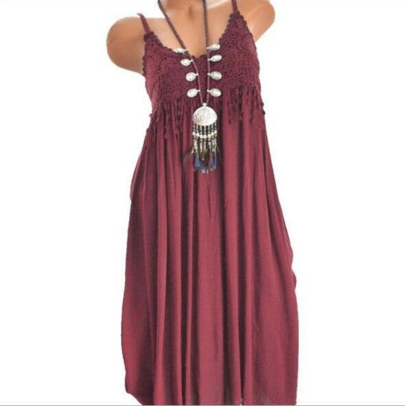 7 Color Women Fashion Casual Printing Sleeveless Sun Dress Floral Printed Tunic Dress(Size: S~5XL)