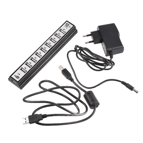 10-Port USB 2.0 Hub Power Adapter for PC Notebook Hi-Speed ​​USB Splitter
