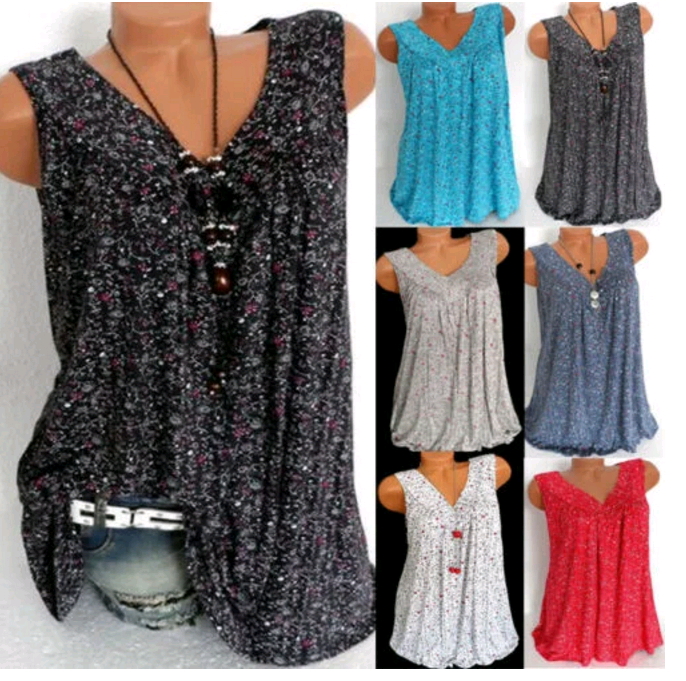 Womens Summer Loose Sleeveless Vest T Shirt Blouse Lady Boho Lace Tops Plus Size