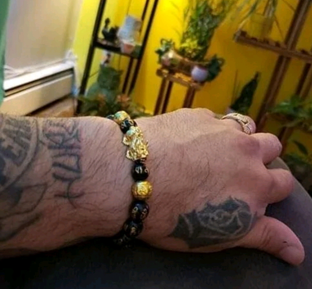 2019 new pure copper obsidian men&apos;s brave bracelet shaking beads six-character string bracelet