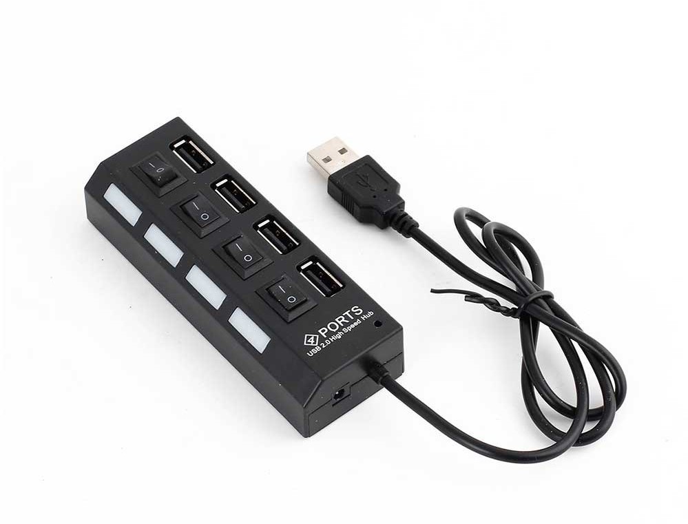 With Free Power USB Hub 4-Port with power Individual Power Switches and LED