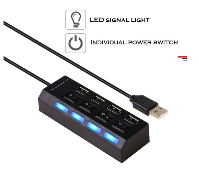 With Free Power USB Hub 4-Port with power Individual Power Switches and LED