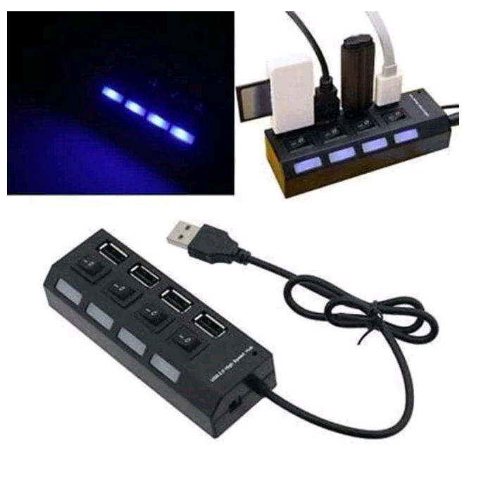 With Free Power USB Hub 4-Port with power Individual Power Switches and LED