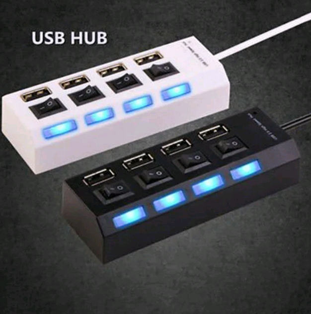 With Free Power USB Hub 4-Port with power Individual Power Switches and LED