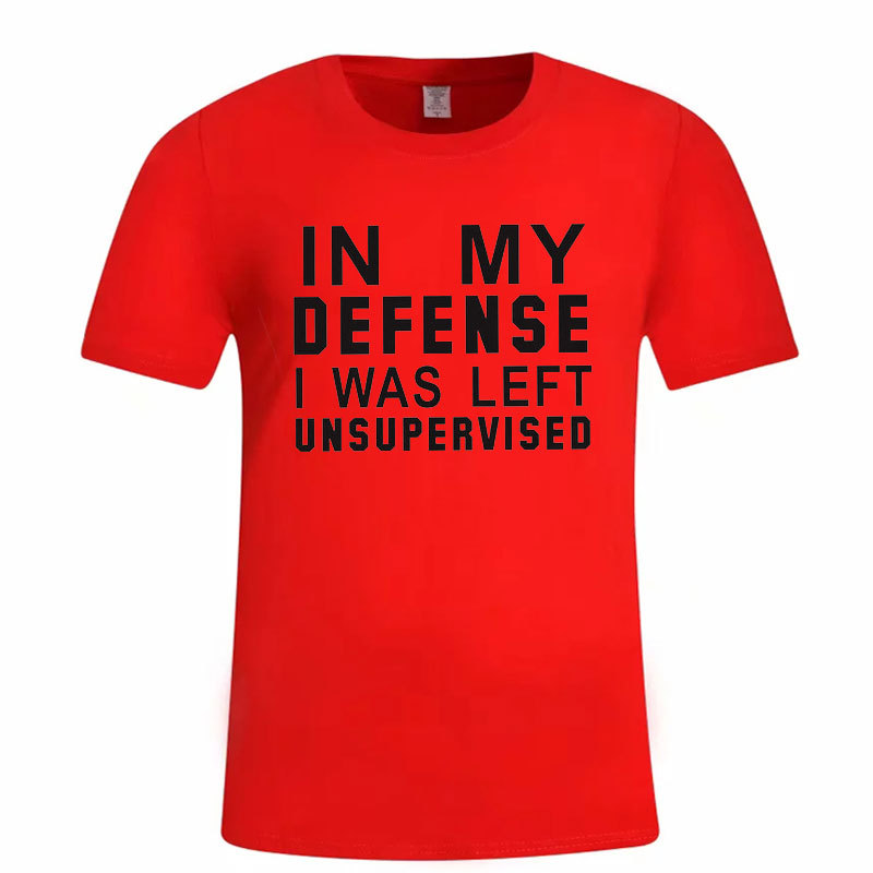 Women Casual Loose T-shirt O-Neck Short-sleeved Printed Letter Top IN MY DEFENSE Tshirt Plus Size