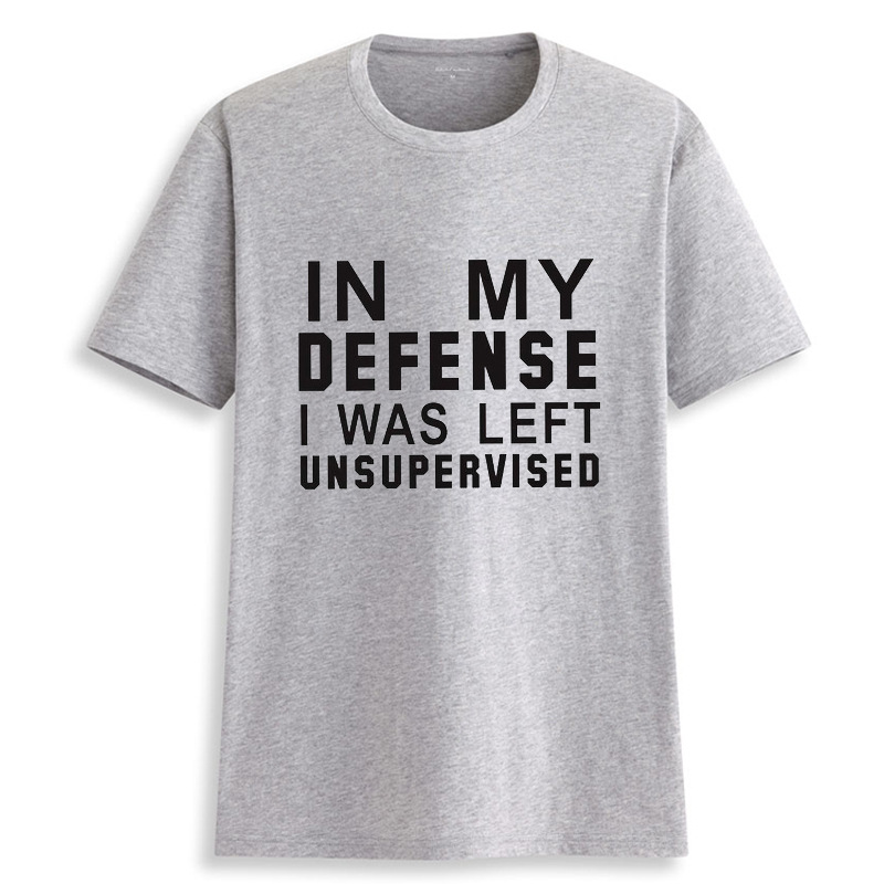 Women Casual Loose T-shirt O-Neck Short-sleeved Printed Letter Top IN MY DEFENSE Tshirt Plus Size