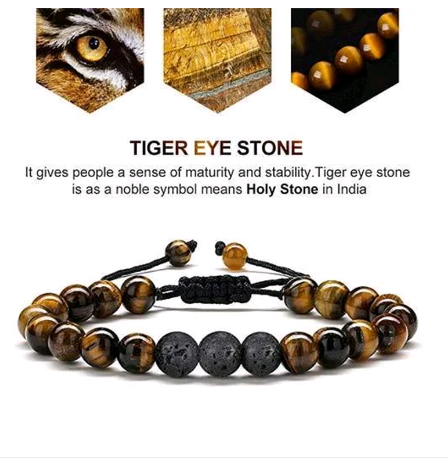 18 Tiger Eye Bracelet Fashion Volcanic Stone Jewelry Gift