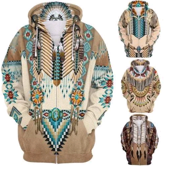 Native Pattern Beautiful Printed Hoodies Mens for Women Hoodies Classic Jacket Cosplay Sweatshirt
