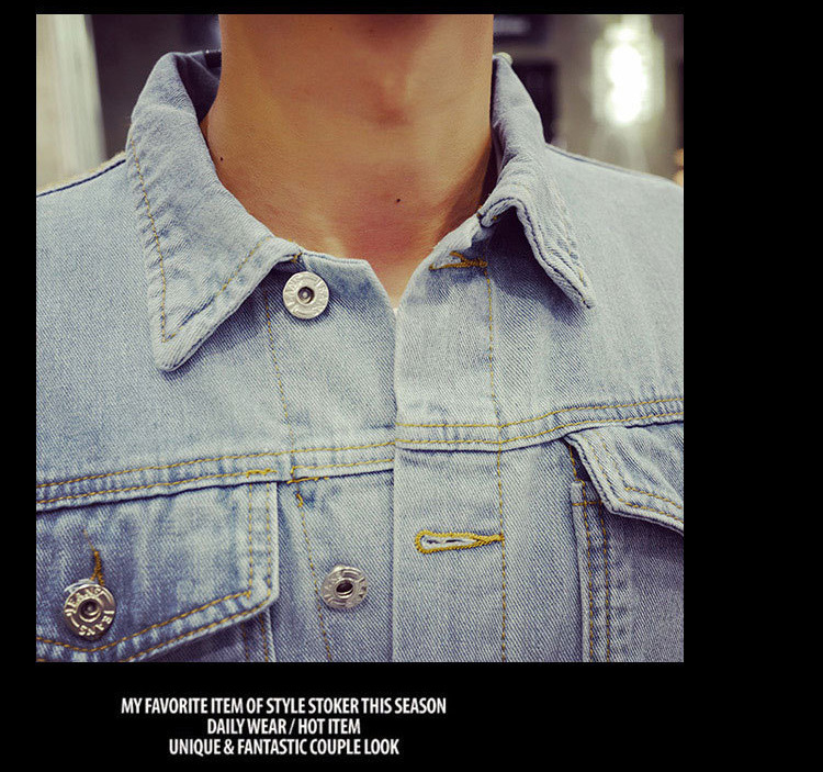 Solid Mens Denim Jacket Bomber Cowboy Men&apos;s Jean Jacket