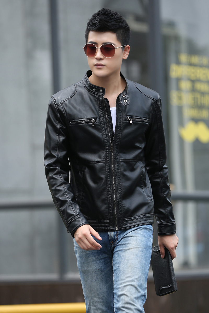 M-5XL men high quality autumn spring leather coat jacket plus size