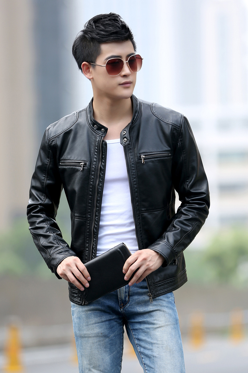 M-5XL men high quality autumn spring leather coat jacket plus size