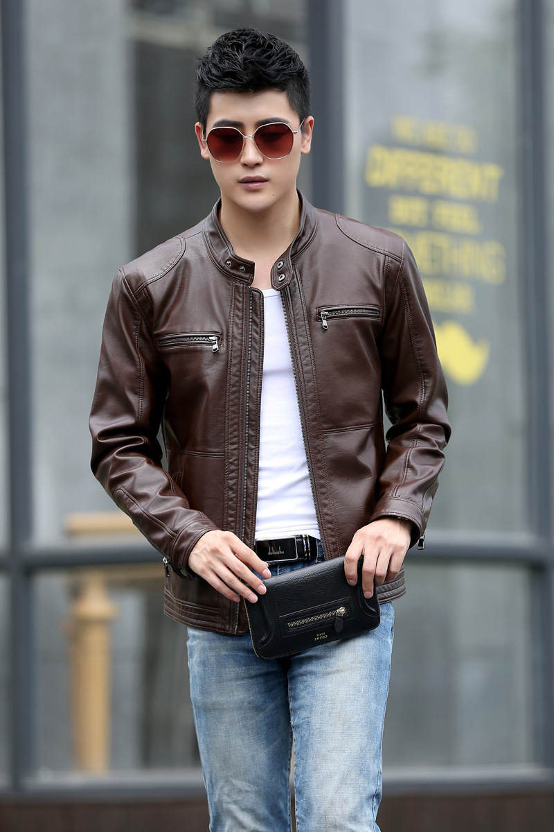 M-5XL men high quality autumn spring leather coat jacket plus size