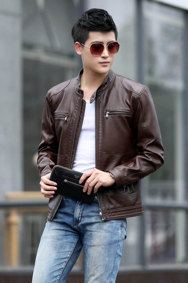 M-5XL men high quality autumn spring leather coat jacket plus size