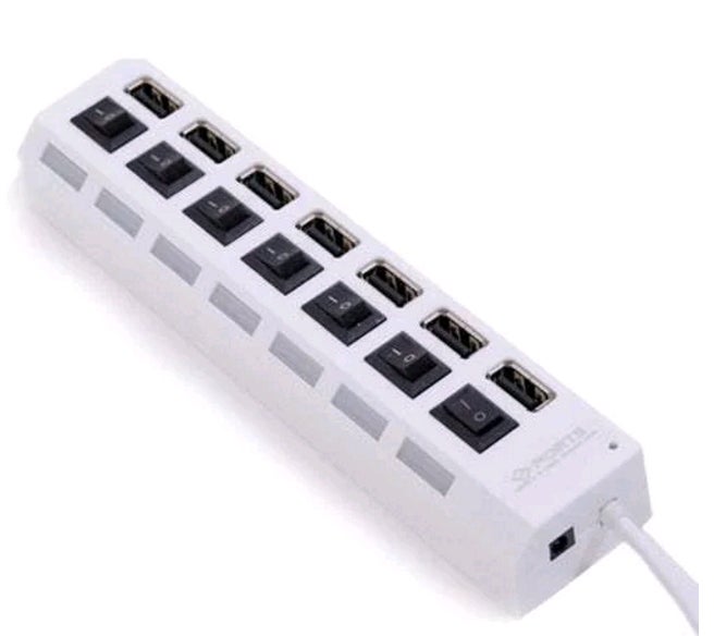 7 Port USB Charger Adapter Charging With Seven Independent Switch LED Indicator Charging Dock