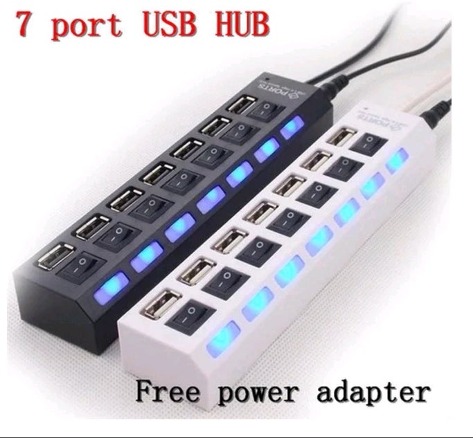 7 Port USB Charger Adapter Charging With Seven Independent Switch LED Indicator Charging Dock