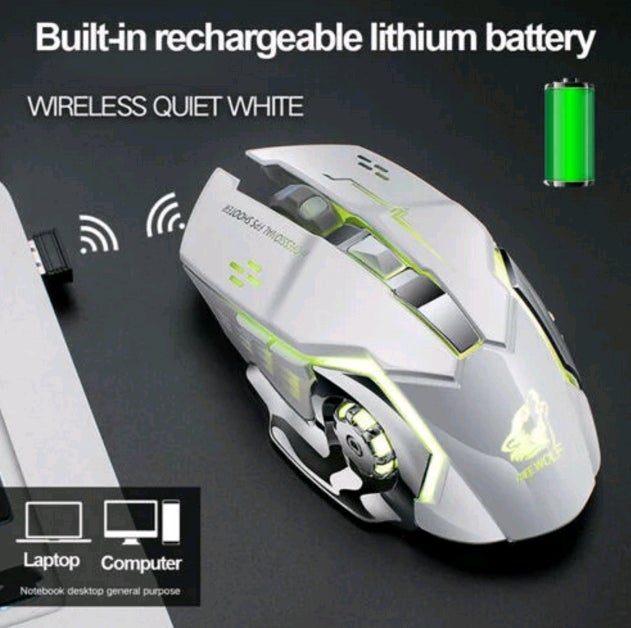 2400DPI Rechargeable Wireless Silent LED USB Optical Ergonomic Gaming Mouse Mice