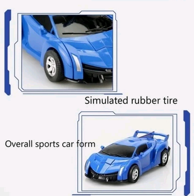 Deformed model sports car toys, one-click Impact inertial transformation, PVP car robot toys