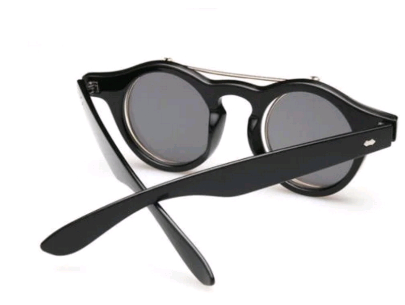 Hot Steampunk Goth Goggles Glasses Retro Flip Up Round Sunglasses Vintage Black