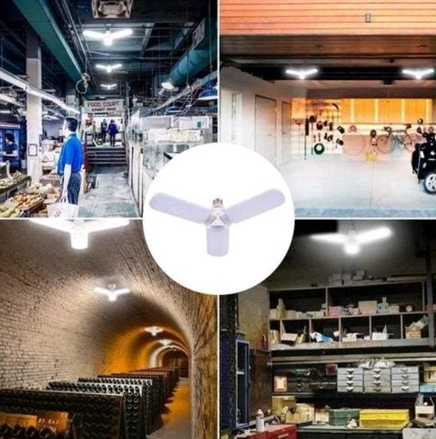 LED Garage Lights 45/W60W E27 4500LM Deformable Ceiling Garage Lights with 3/4 Adjustable Panels Led