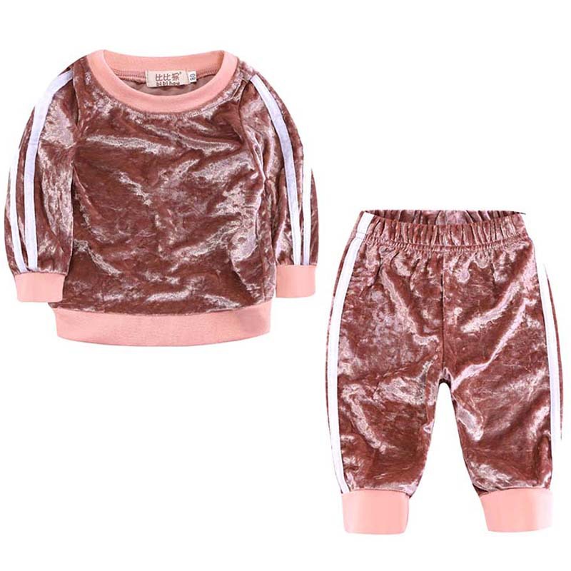 Toddler Kids Baby Girl Velvet Top Sweater Pants Outfits Clothes Tracksuit two piece set