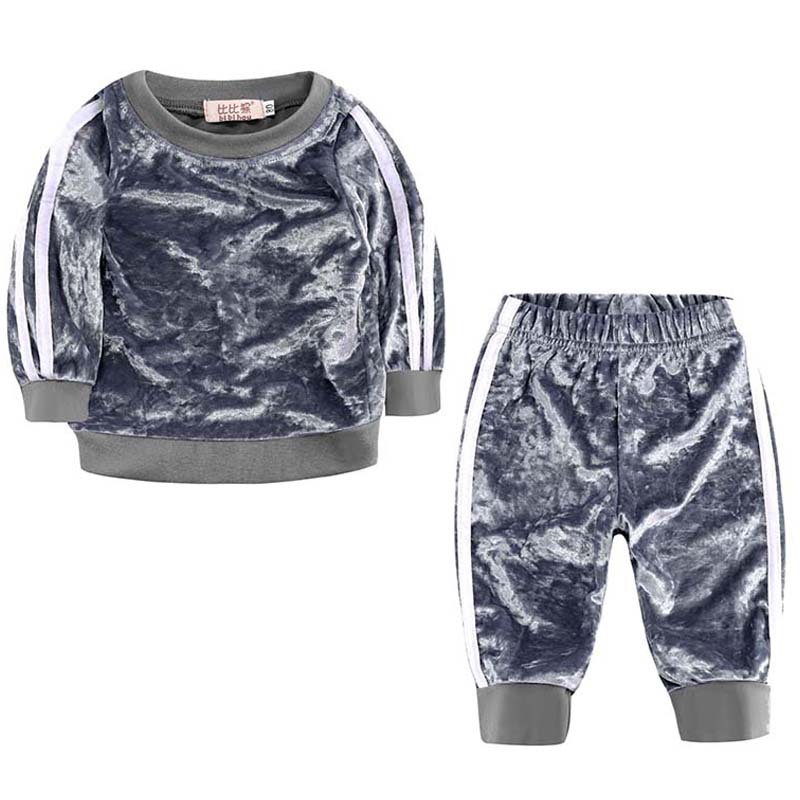 Toddler Kids Baby Girl Velvet Top Sweater Pants Outfits Clothes Tracksuit two piece set