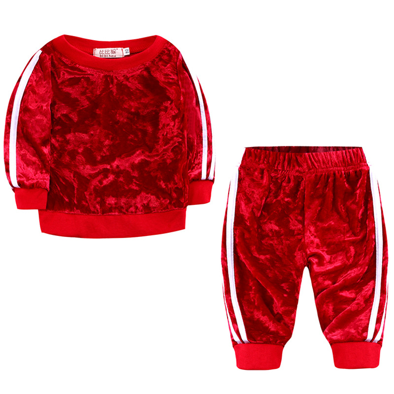 Toddler Kids Baby Girl Velvet Top Sweater Pants Outfits Clothes Tracksuit two piece set