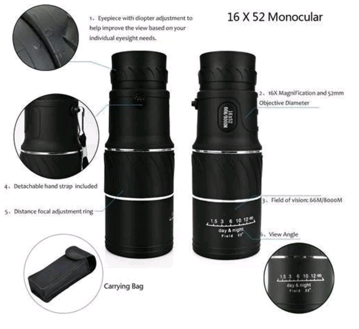 Outdoor High-definition Adjustable Zoom Monocular Telescope Camping &amp; Hunting World Cup