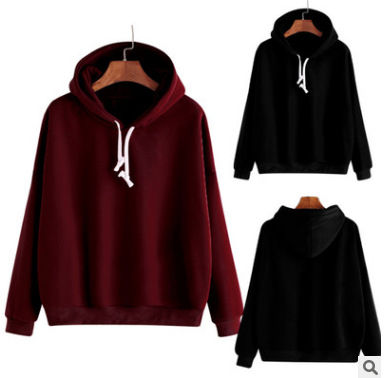Men Women Pullover Hoodie Unisex Hip-hop Solid Color Plain Sweatshirt Teenager