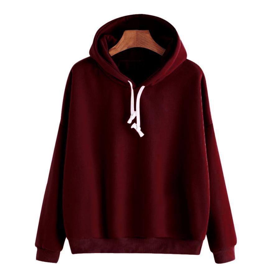 Men Women Pullover Hoodie Unisex Hip-hop Solid Color Plain Sweatshirt Teenager