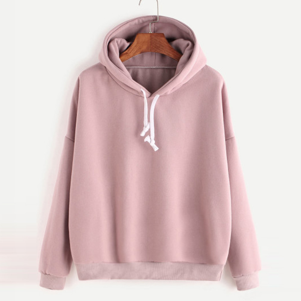 Men Women Pullover Hoodie Unisex Hip-hop Solid Color Plain Sweatshirt Teenager