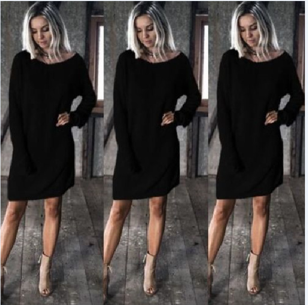 Autumn and Winter Popular Women's Wear Loose Leisure Fashion Women's Long-sleeved Dress Sweater