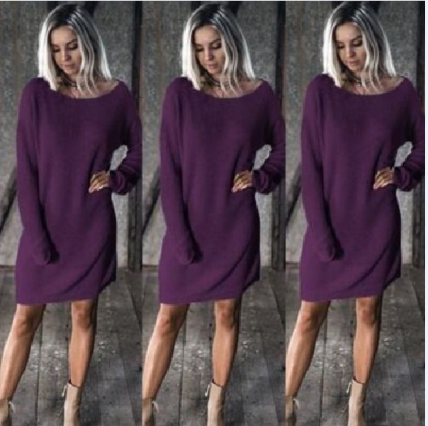 Autumn and Winter Popular Women's Wear Loose Leisure Fashion Women's Long-sleeved Dress Sweater