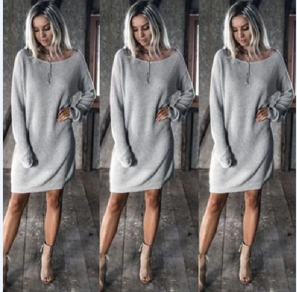 Autumn and Winter Popular Women's Wear Loose Leisure Fashion Women's Long-sleeved Dress Sweater