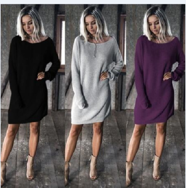 Autumn and Winter Popular Women's Wear Loose Leisure Fashion Women's Long-sleeved Dress Sweater