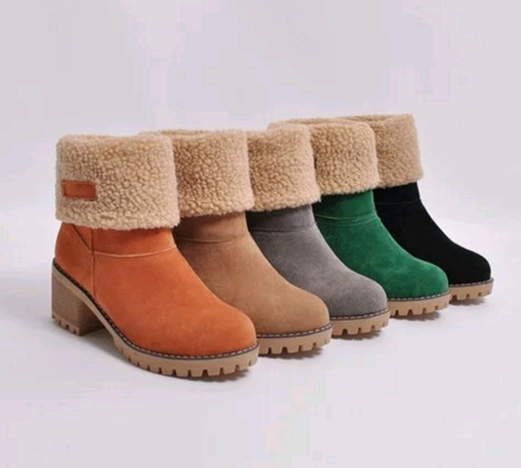 New Women Boots Winter Outdoor Keep Warm Fur Boots Waterproof Women's Snow Boots Thick Heel