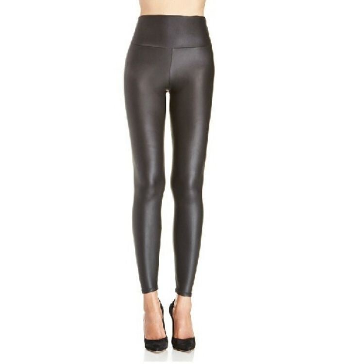 Women Matt look high waist Stretch faux leather Slim pants leggings