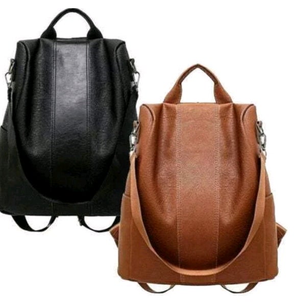 Women pu Leather Anti-Theft Rucksack Backpack School Shoulder Bag Black/Brown