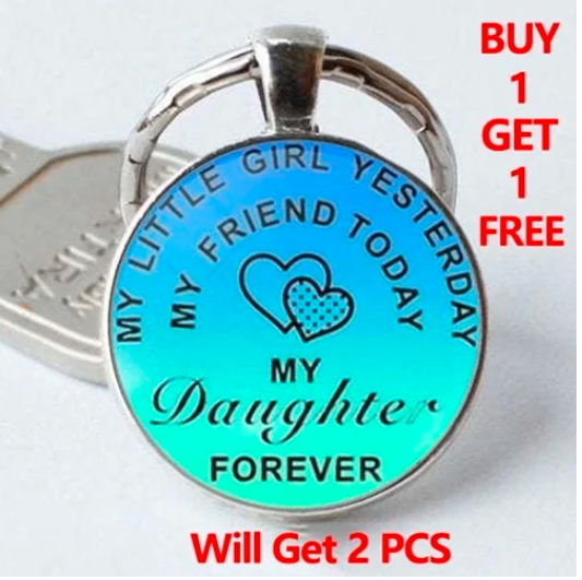 Buy 1 Get 1 Daughter Keychain Classic Simple Family Jewelry Handmade Glass Making Round
