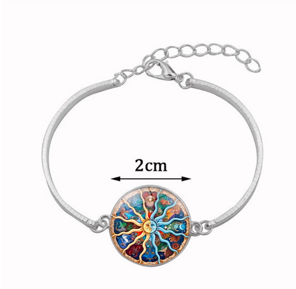 Sun Moon Constellation Metal Necklace Bracelet Earrings Jewelry Set