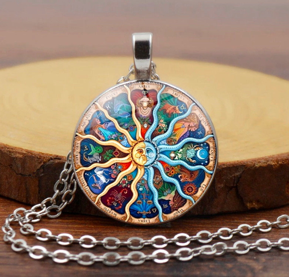 Sun Moon Constellation Metal Necklace Bracelet Earrings Jewelry Set