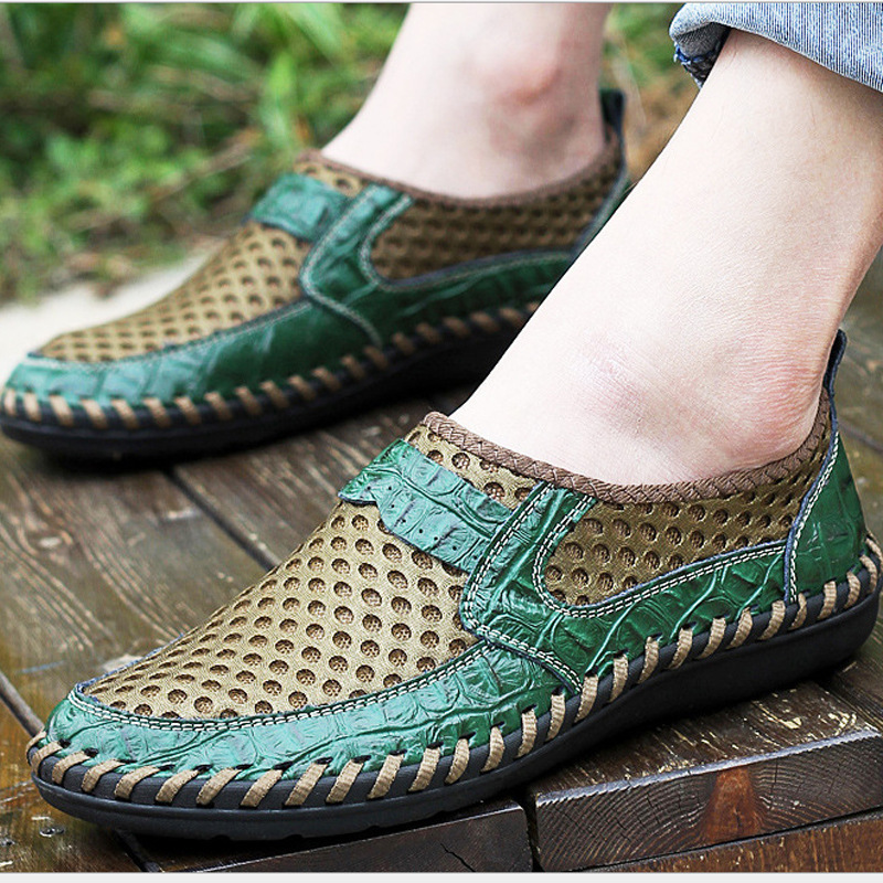 New Mens Loafers Slip On Breathable Mesh Flat Walking Shoes Casual Driving Shoes Size 39-50