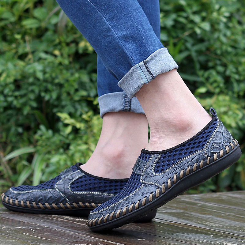 New Mens Loafers Slip On Breathable Mesh Flat Walking Shoes Casual Driving Shoes Size 39-50