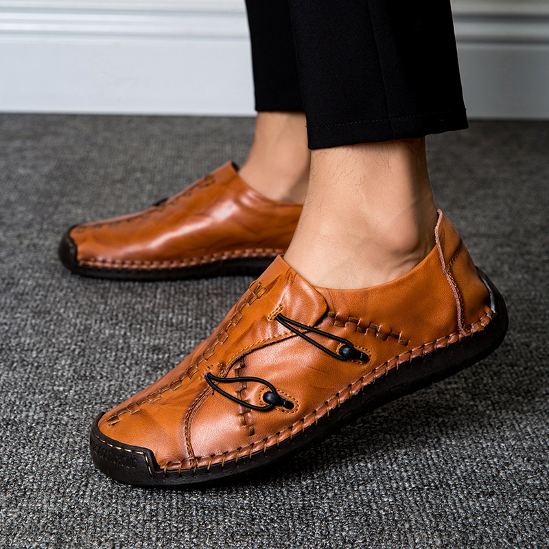 Leather Shoes for Men Casual Handmade Loafers Driving Shoes Leisure Oxfords Business Shoes Plus Size